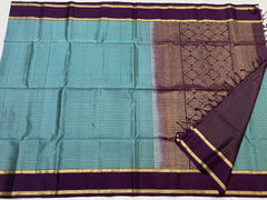 SKY BLUE/WINE COLOUR ZARI COMBINITION PURE SILK SAREES