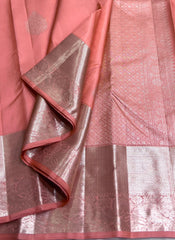 LITE ORANGE COLOUR ZARI COMBINITION PURE SILK SAREES