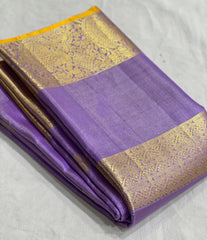 LAVENDER/YELLOW COLOUR ZARI COMBINITION PURE SILK SAREES