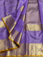 LAVENDER/YELLOW COLOUR ZARI COMBINITION PURE SILK SAREES