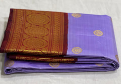 LAVENDER/MAROON COLOUR ZARI COMBINITION PURE SILK SAREES