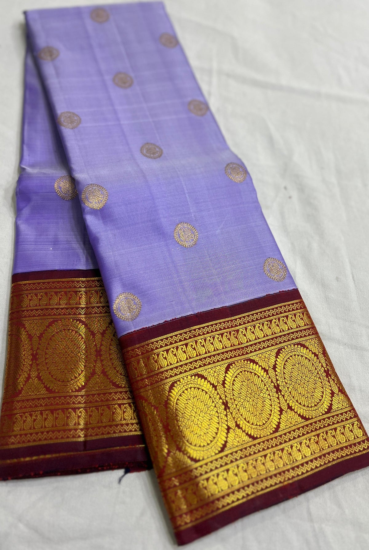 LAVENDER/MAROON COLOUR ZARI COMBINITION PURE SILK SAREES