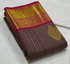 LITE BROWN/PINK  COLOUR ZARI COMBINITION PURE SILK SAREES