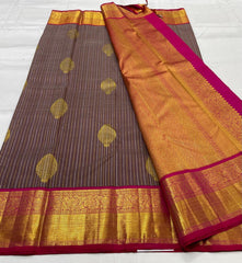 LITE BROWN/PINK  COLOUR ZARI COMBINITION PURE SILK SAREES