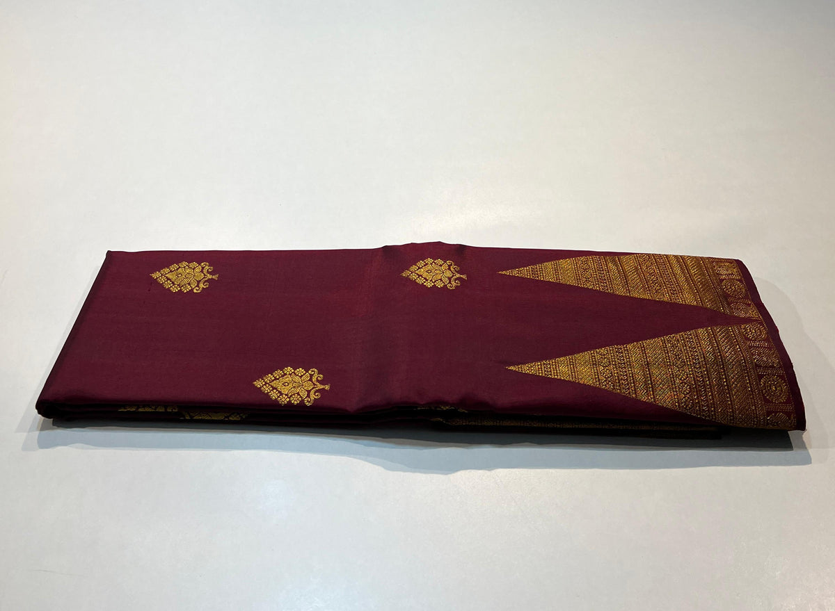 MAROON   TEMPLE BOARDER SAREE