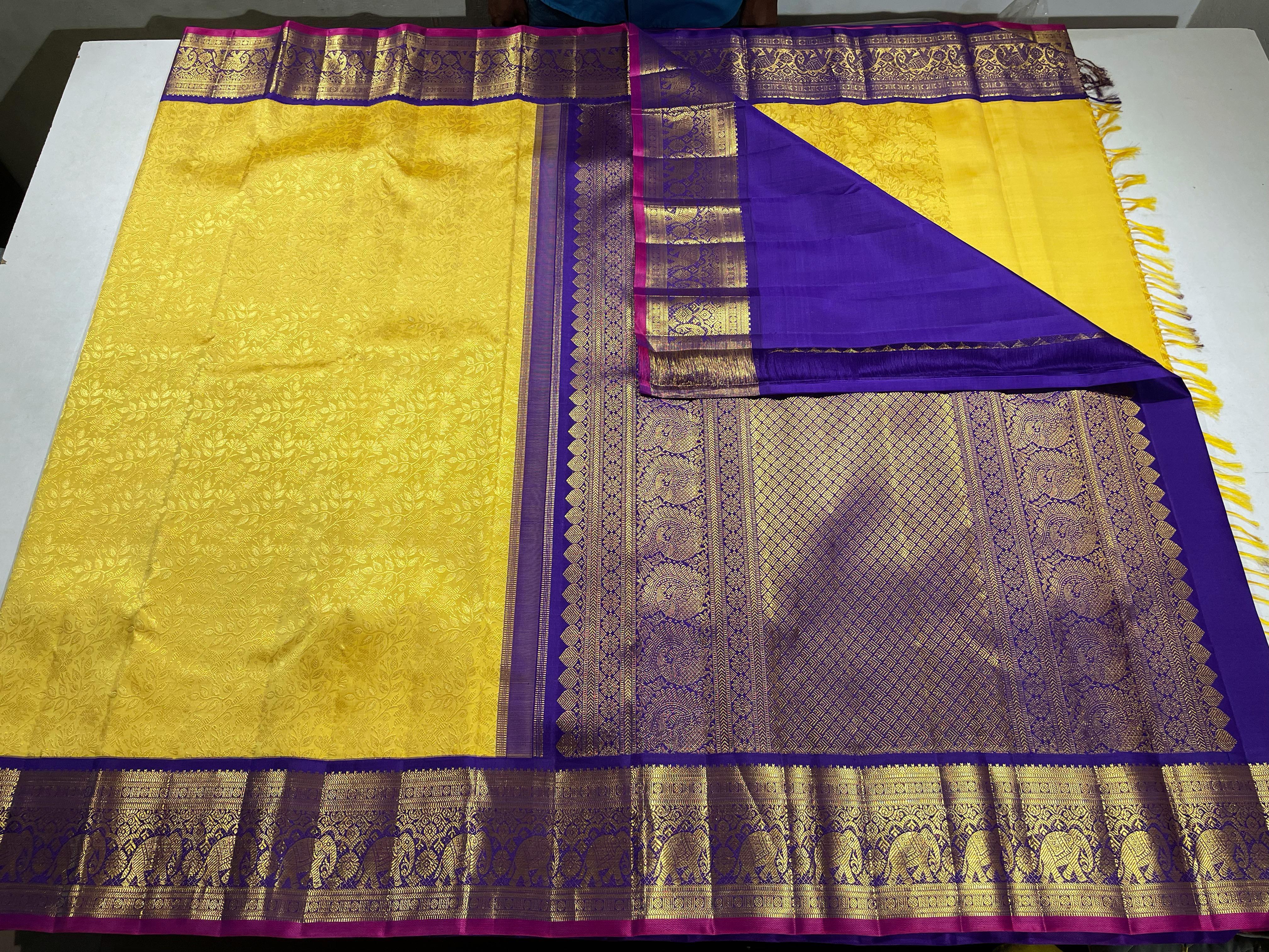 YELLOW/VOILET  KANCHI SILK SAREES