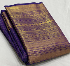 VOILET/GOLD COLOUR ZARI COMBINITION PURE SILK SAREES