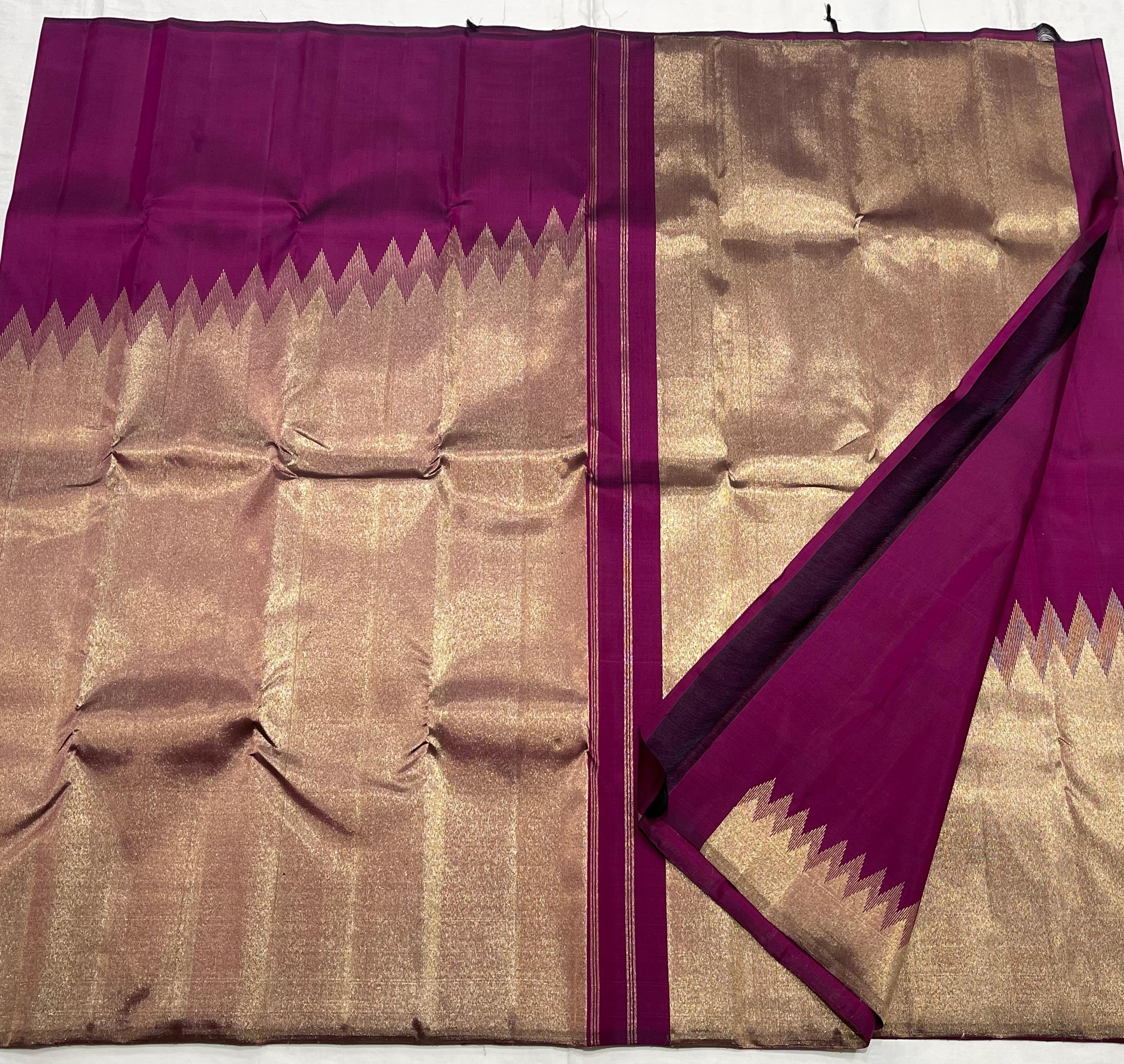 MAGENTA PINK/GOLD  TEMPLE BOARDER SAREE