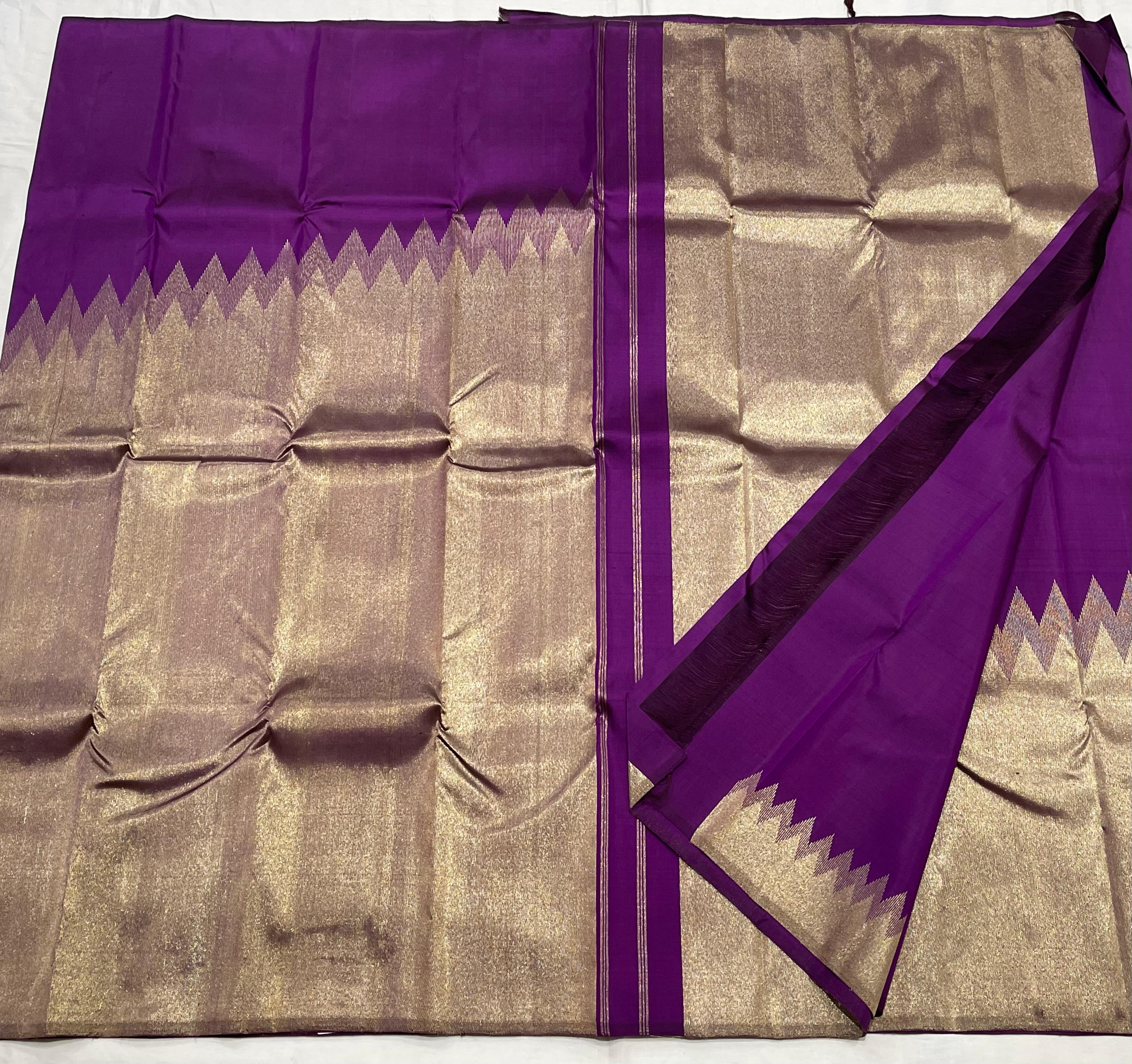 PURPLE/GOLD  TEMPLE BOARDER SAREE