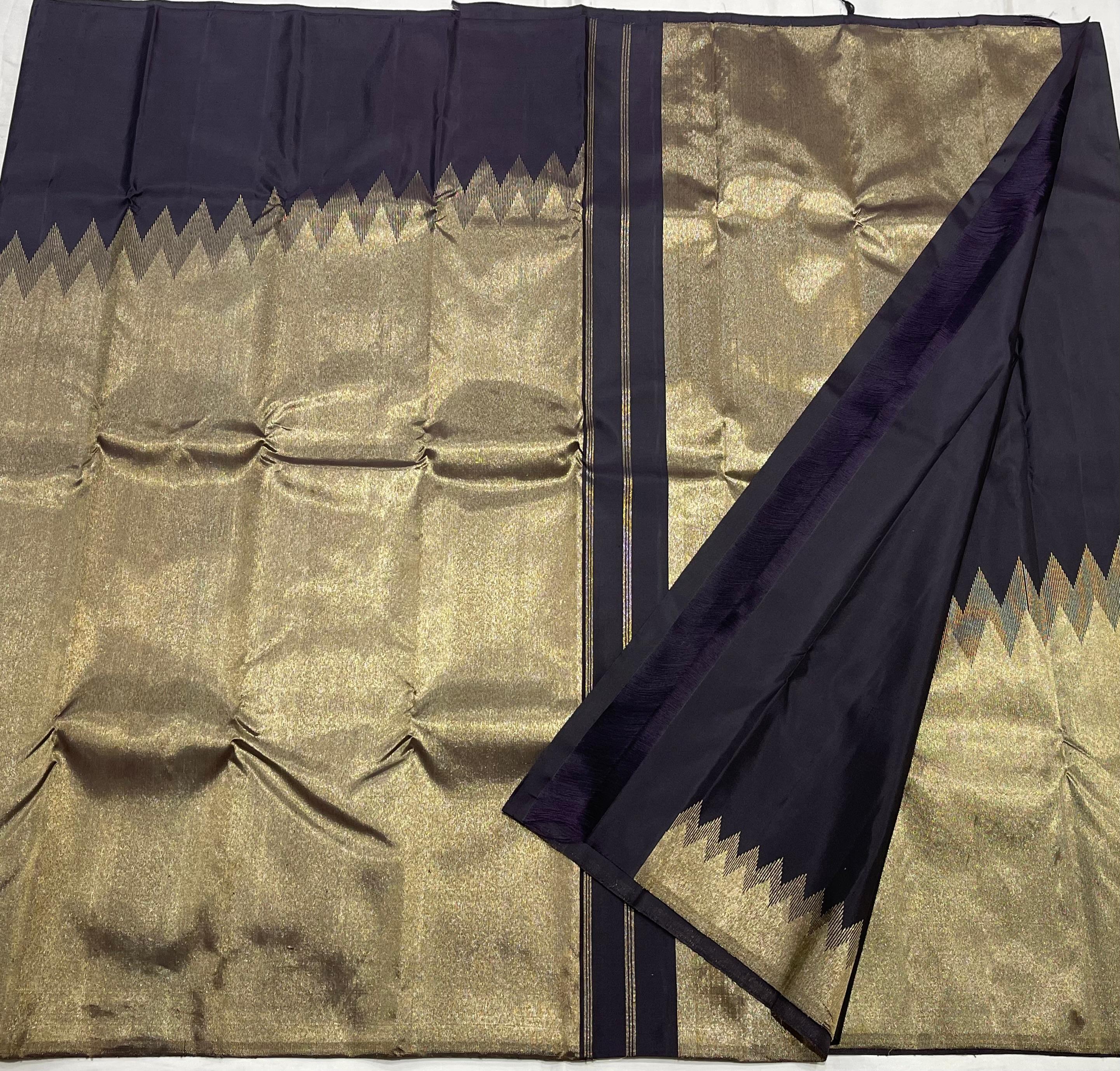 BLACK/GOLD  TEMPLE BOARDER SAREE