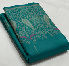 TURQUISE BLUE  COLOUR ZARI COMBINITION PURE SILK SAREES