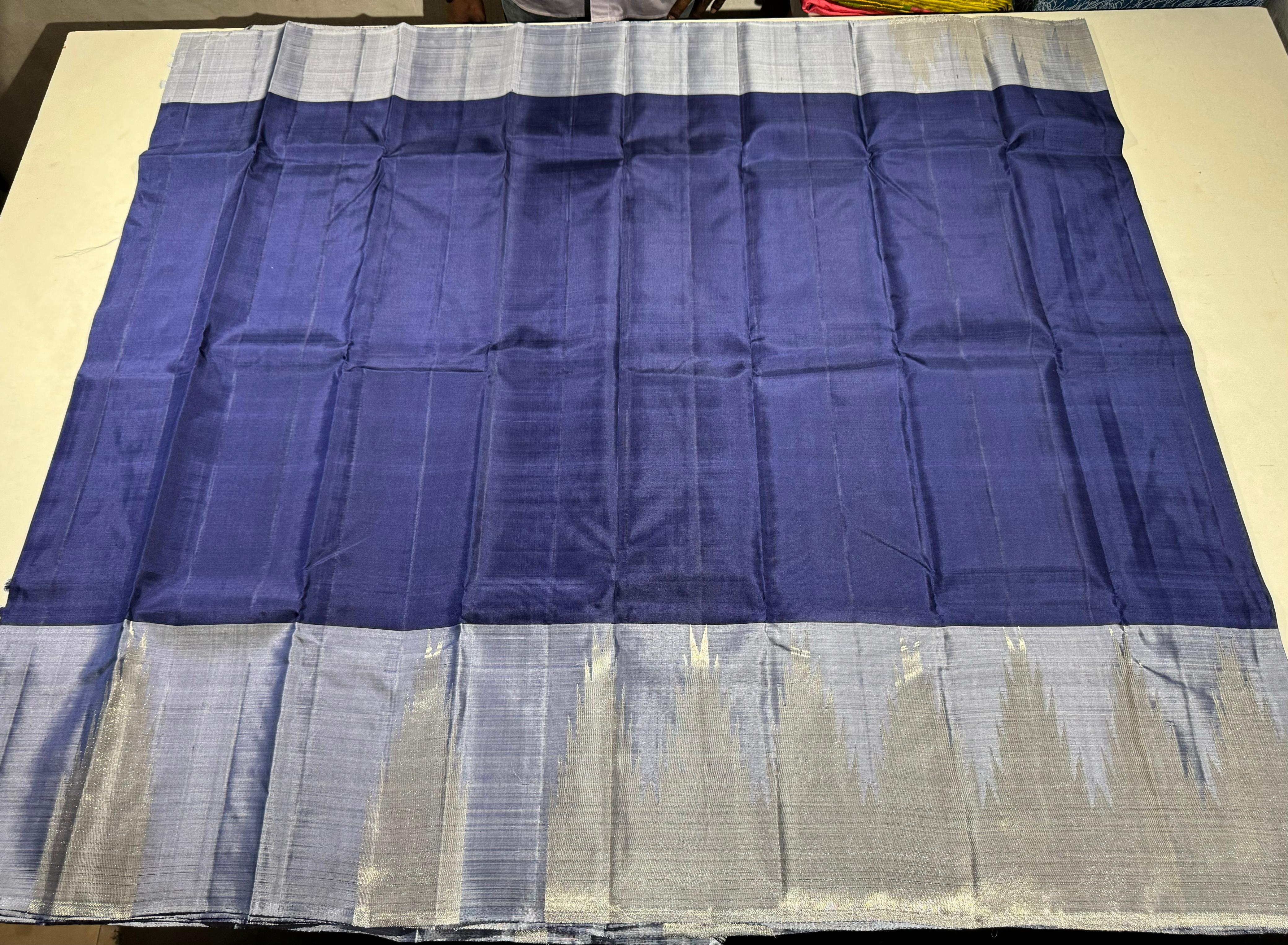 NAVI BLUE/ELEPHANT GREY TEMPLE BOARDER SAREE