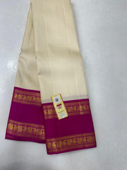 HALF WHITE/PINK  WITH ZARI  KANCHI SILK SAREE