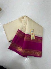 HALF WHITE/PINK  WITH ZARI  KANCHI SILK SAREE