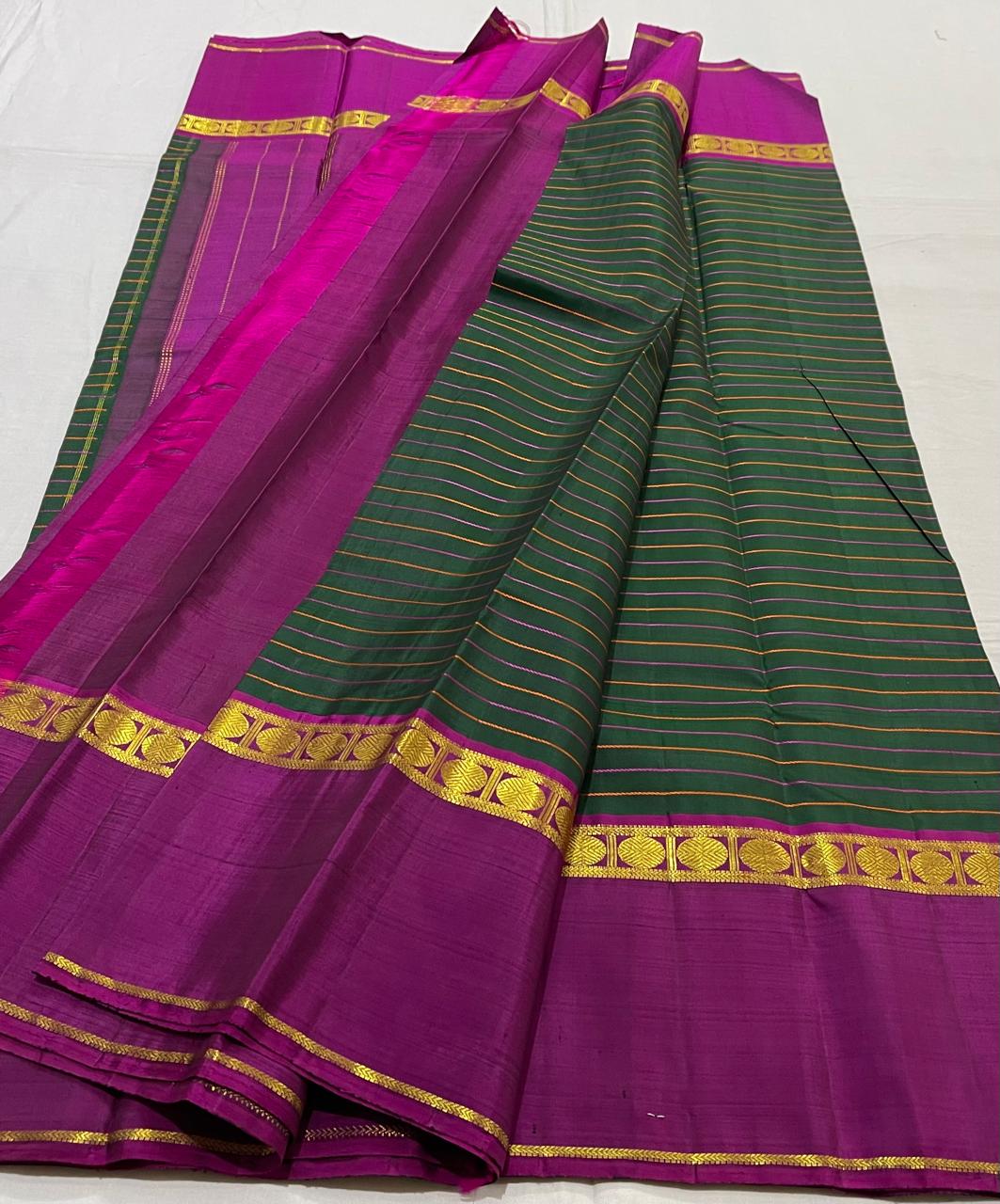 GREEN\PINKBORDER KANCHI SILK SAREE