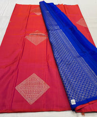 RED&BULE COLOUR SAREE KANCHI SILK SAREE