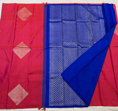 RED&BULE COLOUR SAREE KANCHI SILK SAREE