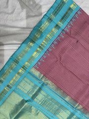 PINK COLOUR & BLUE BORDER GADWAL SILK SAREE