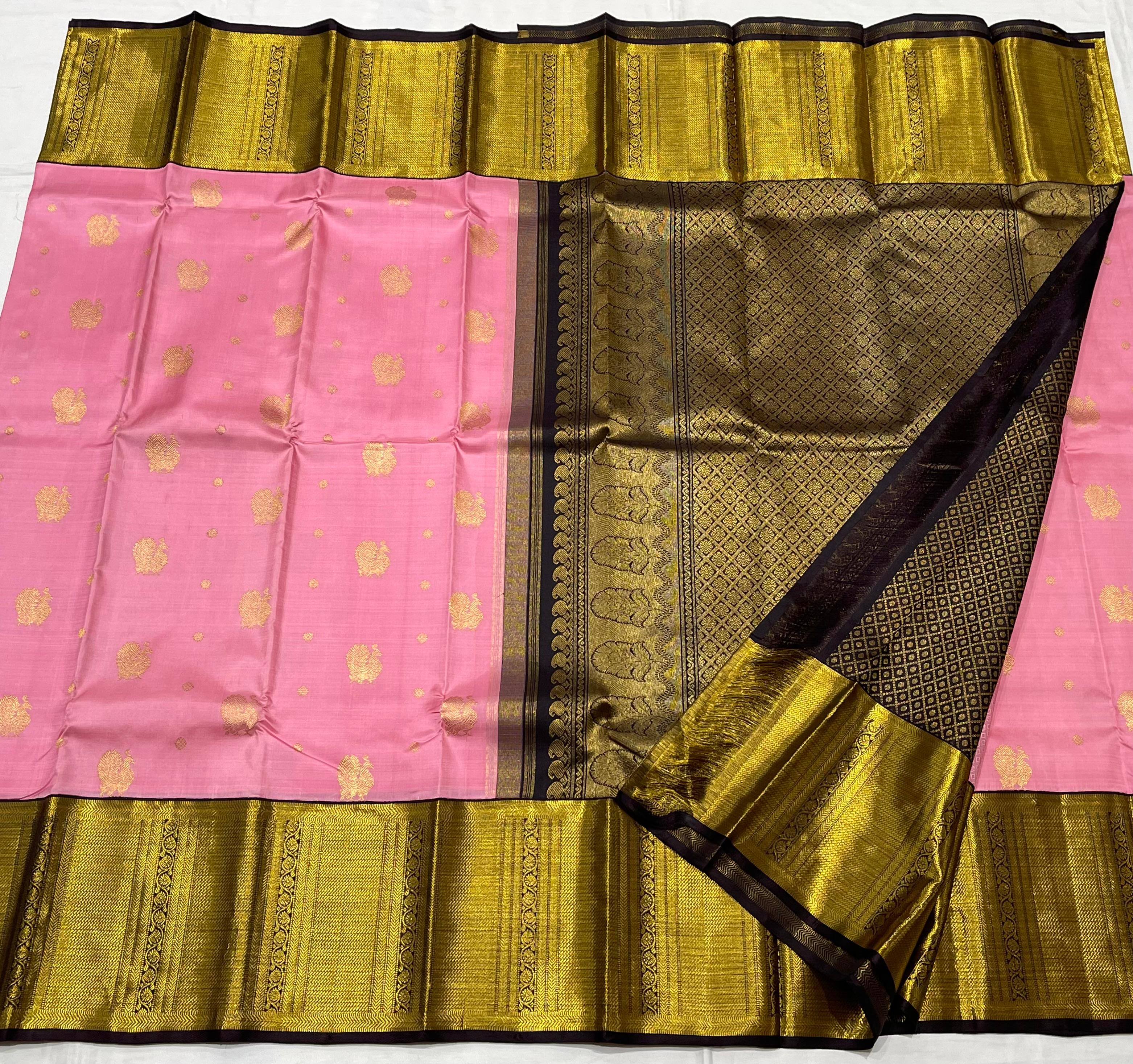 pink and gold saree