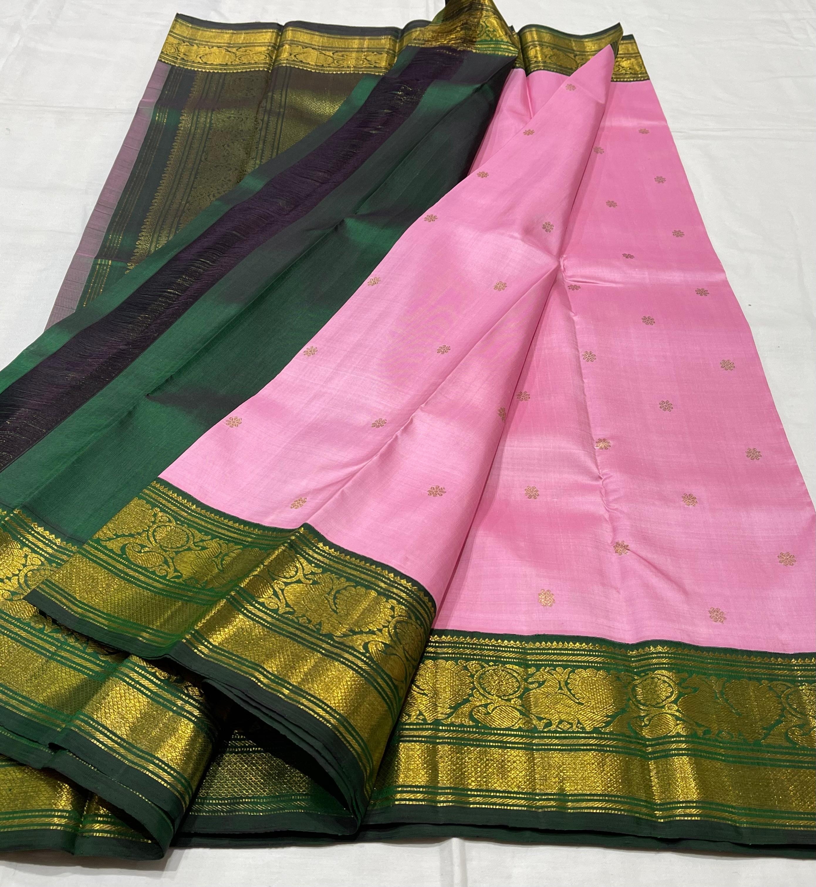 PINK\GREEN BORDER SAREE