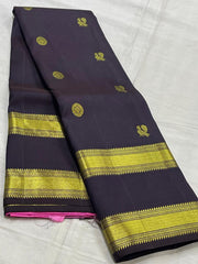 DARK PURPLE & PINK COLOUR \ GOLD BORDER KACHI SLIK SAREES