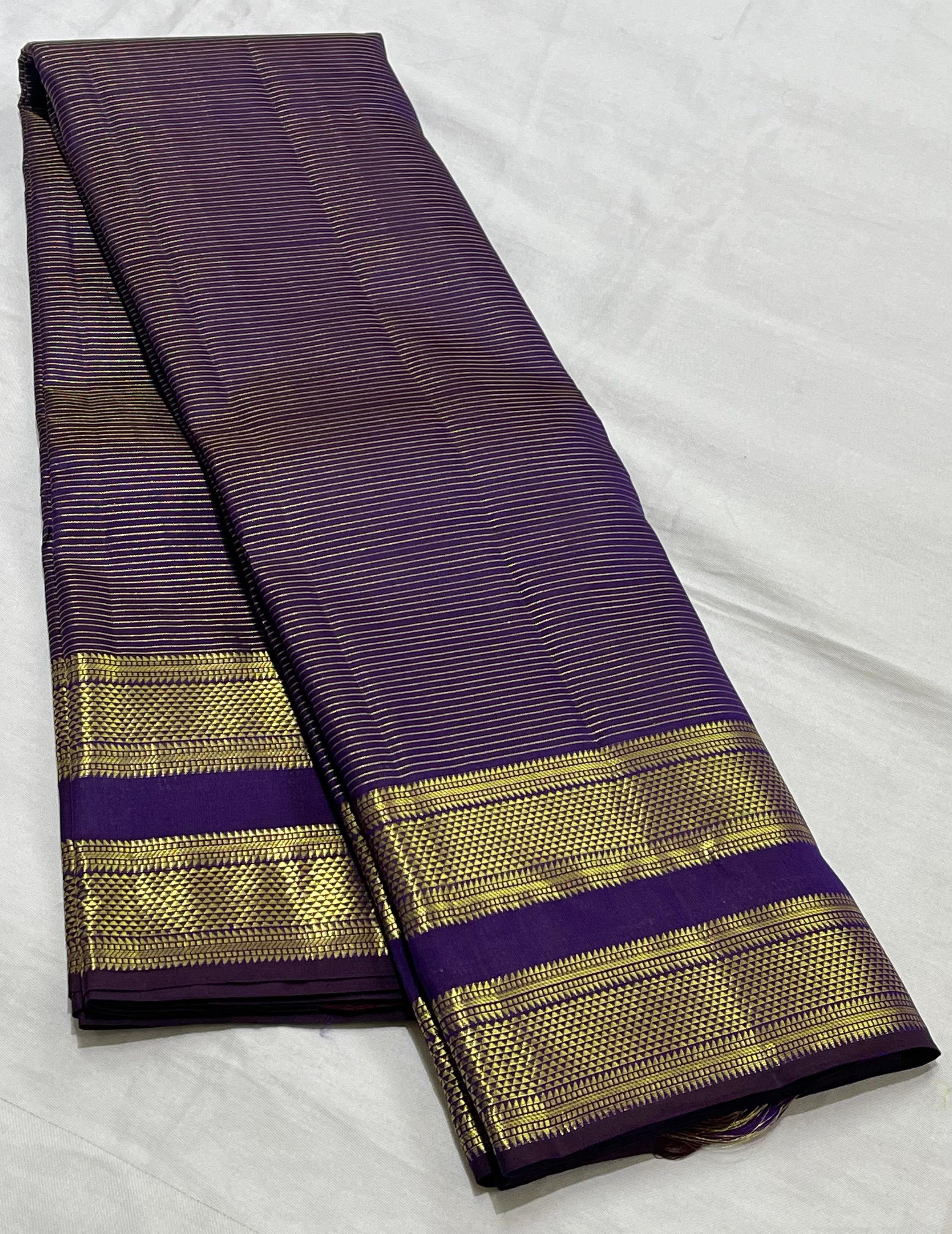 PURPLE COLOUR \GOLDBORDER  KANCHI SLIK SAREES