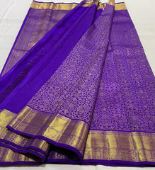 PURPLE COLOUR \ GOLDKANCHI BORDER SILK SAREES