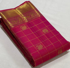 RED COLOUR \ GOLDEN BORDER KACHI HANDLOOM SLIK SAREE