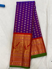 PURPLE COLOUR & RED BORDER GADWAL SILK SAREE