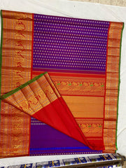 PURPLE COLOUR & RED BORDER GADWAL SILK SAREE