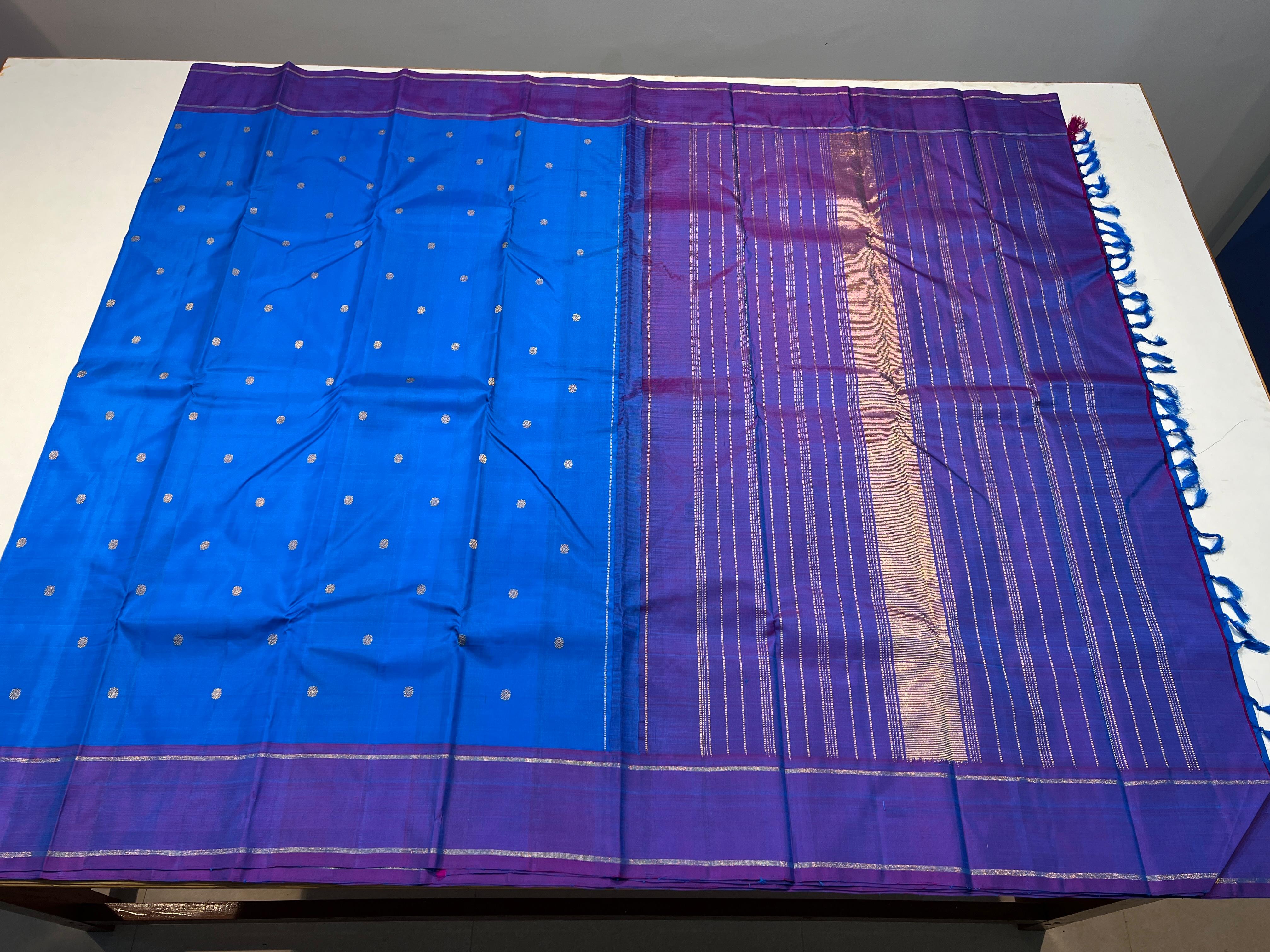 BULE & PURPLE COLOUR COMBITION KANCHIPURAM SAREE