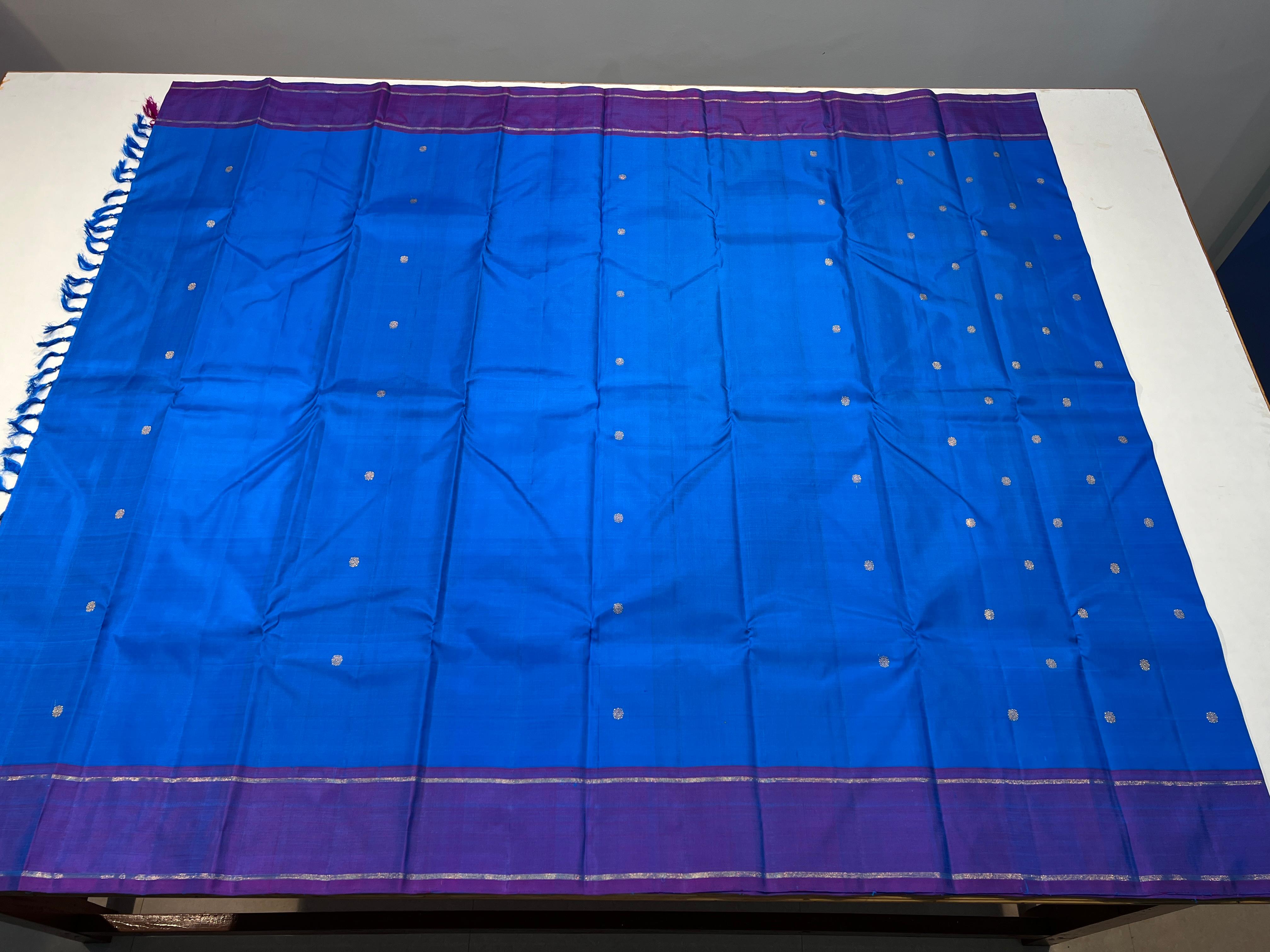 BULE & PURPLE COLOUR COMBITION KANCHIPURAM SAREE