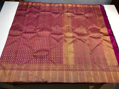 MAGENTA PURPLE COLOUR \  GOLD BORDER ZARI PURE KANCHIPURAM SAREE