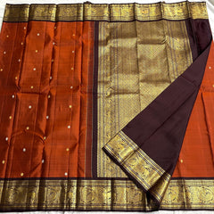 BROWN SAREE\ GOLD COLOUR BORDER SAREE