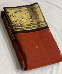 BROWN SAREE\ GOLD COLOUR BORDER SAREE