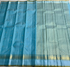 LIGHTBLUE\GOLD BORDER SAREE