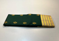 DARK GREEN \ GOLD BORDER GRAM PURE ZARI KANCHIPURAM SAREE