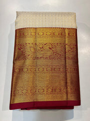 WHITE COLOR&GOLD BORDER KANCHIPURAM SAREE