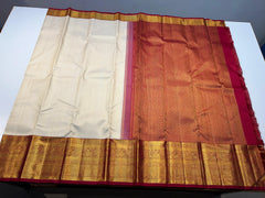 WHITE COLOR&GOLD BORDER KANCHIPURAM SAREE