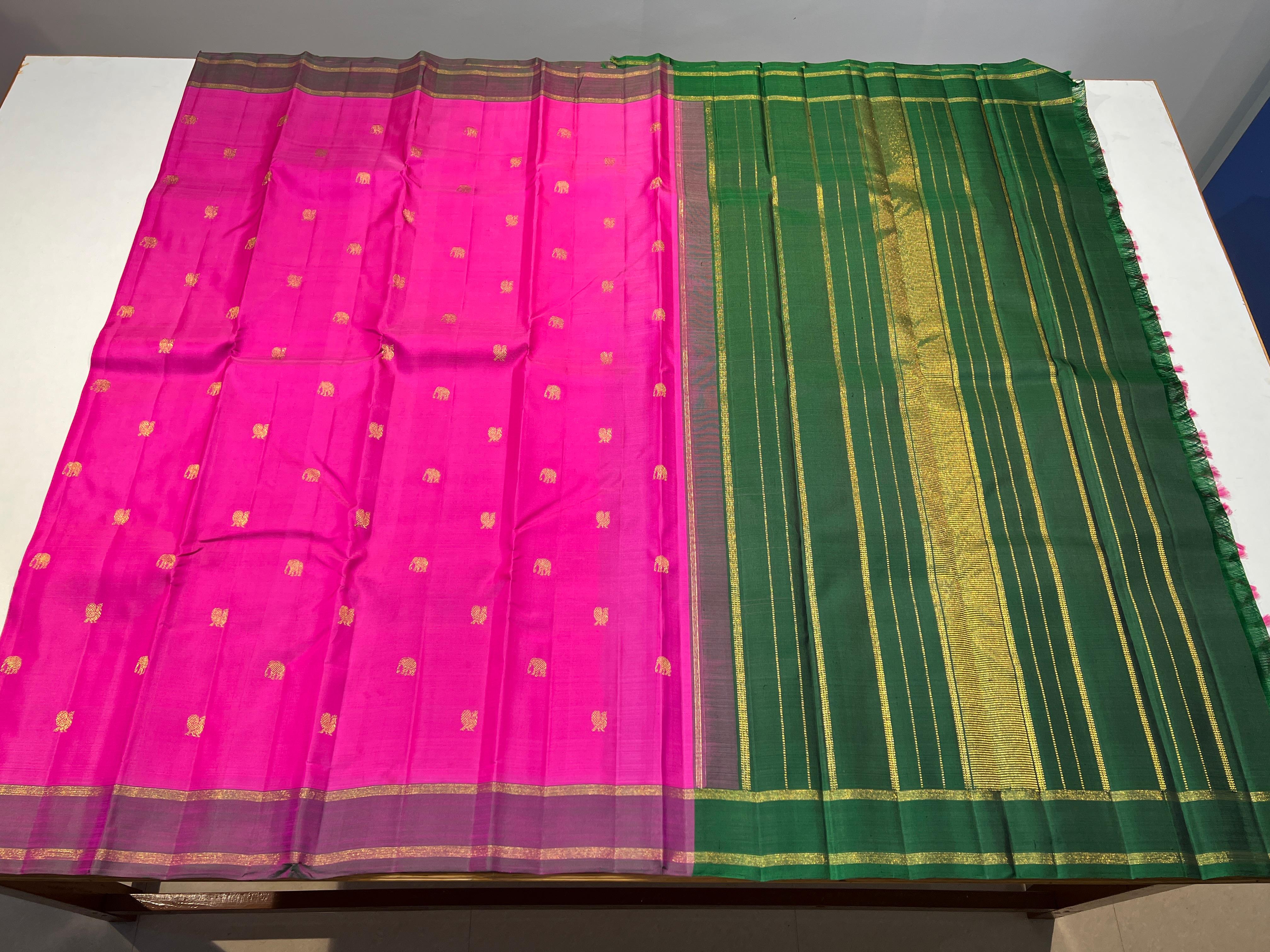 PINK & GREEN ZARI KOTA KANCHIPURAM SILK SAREE