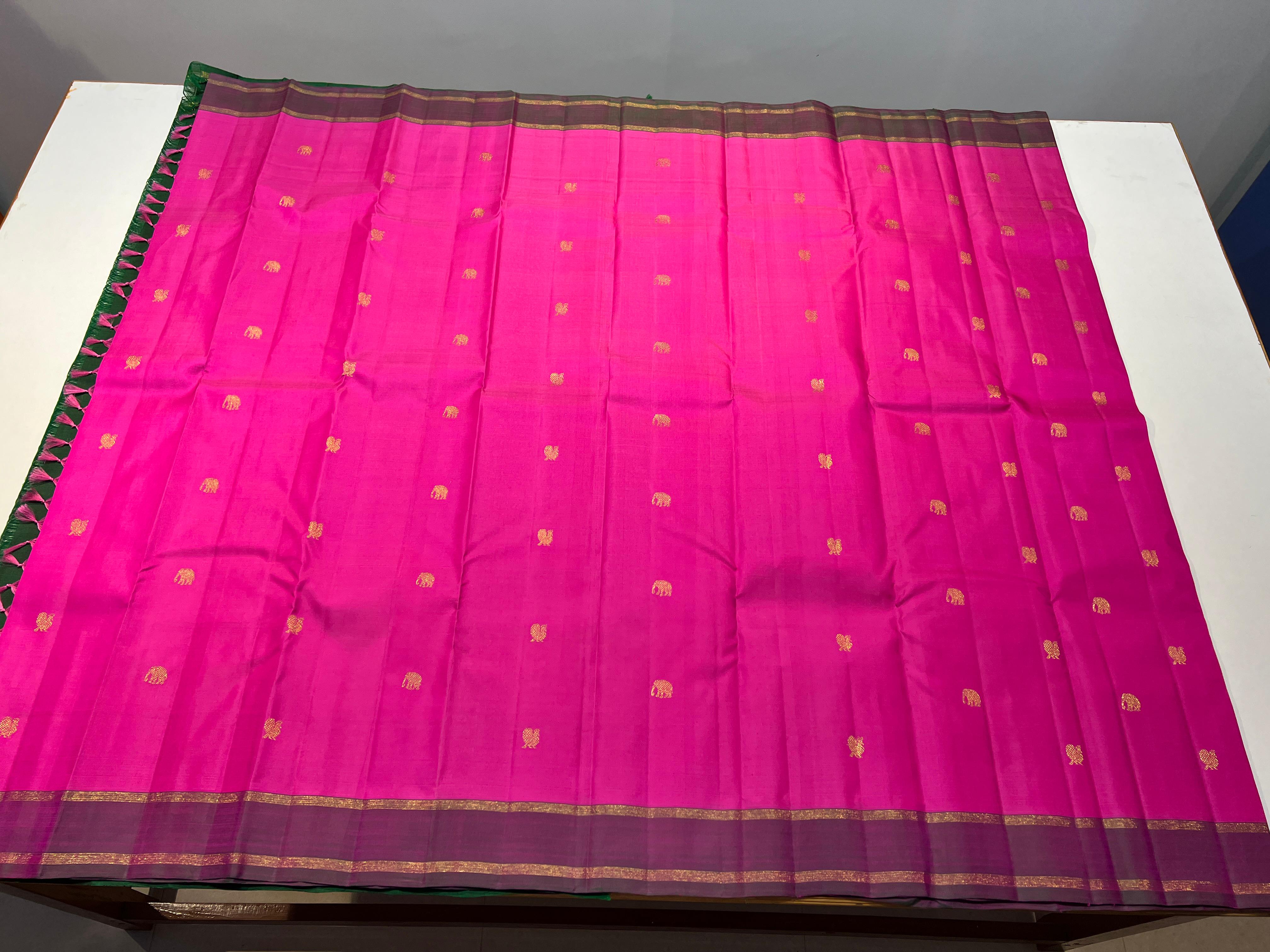 PINK & GREEN ZARI KOTA KANCHIPURAM SILK SAREE