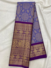 PURPLE \ GOLD BORDER GADWAL SILK SAREE