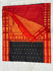 BLACK \ RED COLOUR BORDER GADWAL SILK SAREE