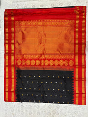 BLACK \ RED COLOUR BORDER GADWAL SILK SAREE