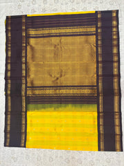 YELLOW & BROWN COLOUR BORDER GADWAL SILK SAREE