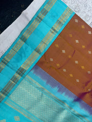 BROWN & BLUE COLOUR BORDER GADWAL SILK SAREE