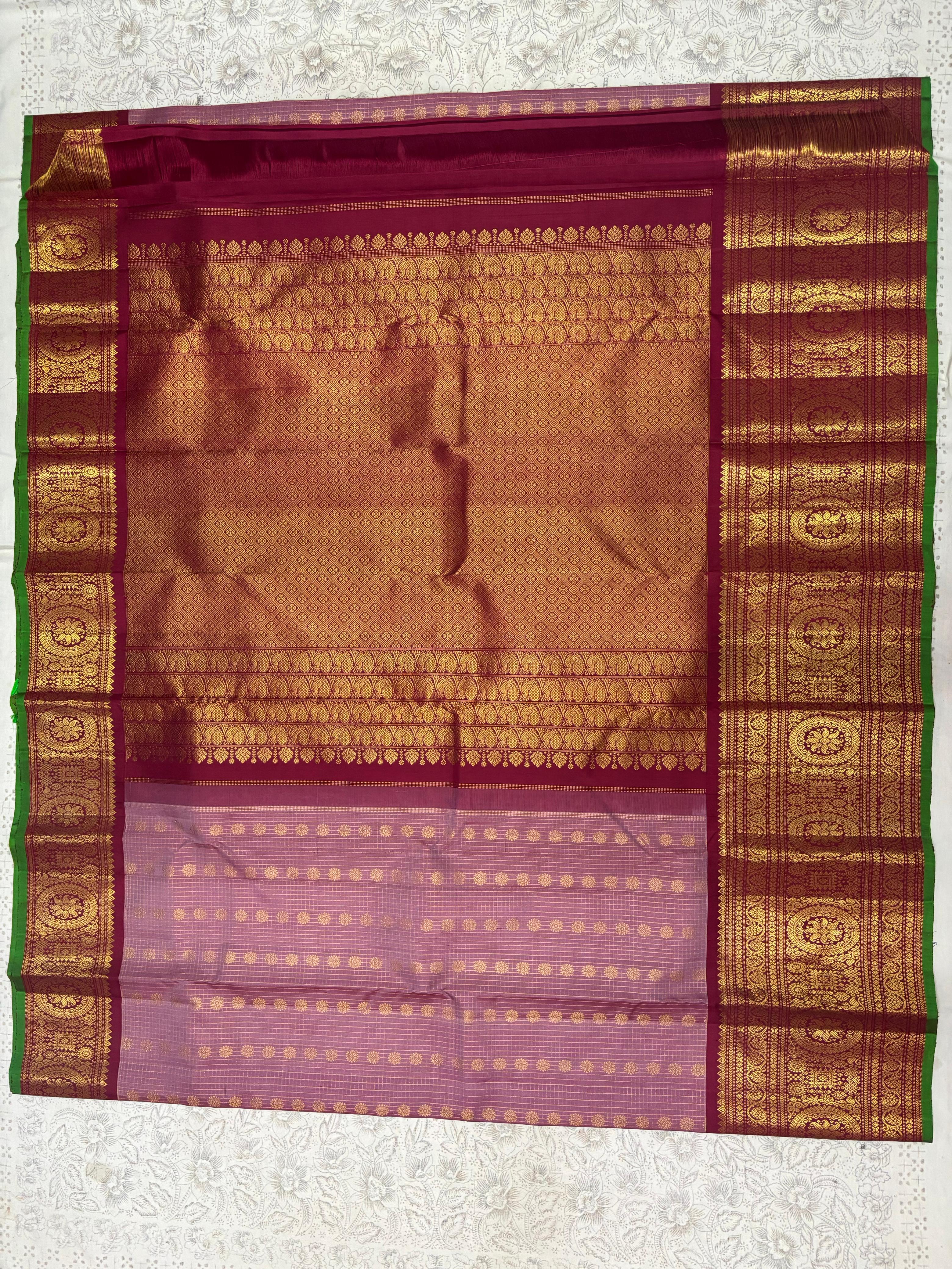 PINK\RED&GOLD BORDER GADWAL SILK SAREE