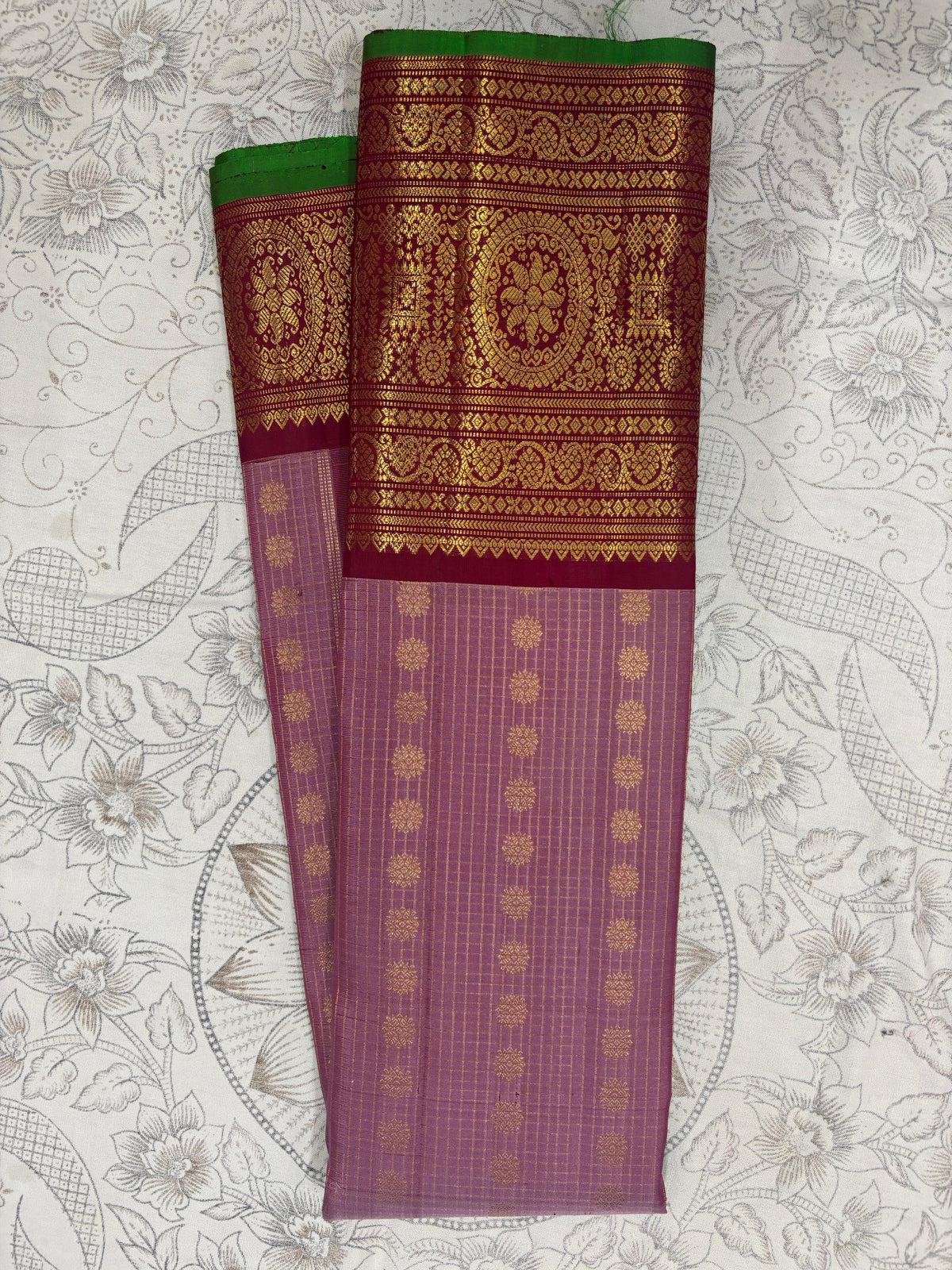 PINK\RED&GOLD BORDER GADWAL SILK SAREE