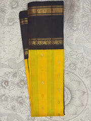 YELLOW & BROWN COLOUR BORDER GADWAL SILK SAREE