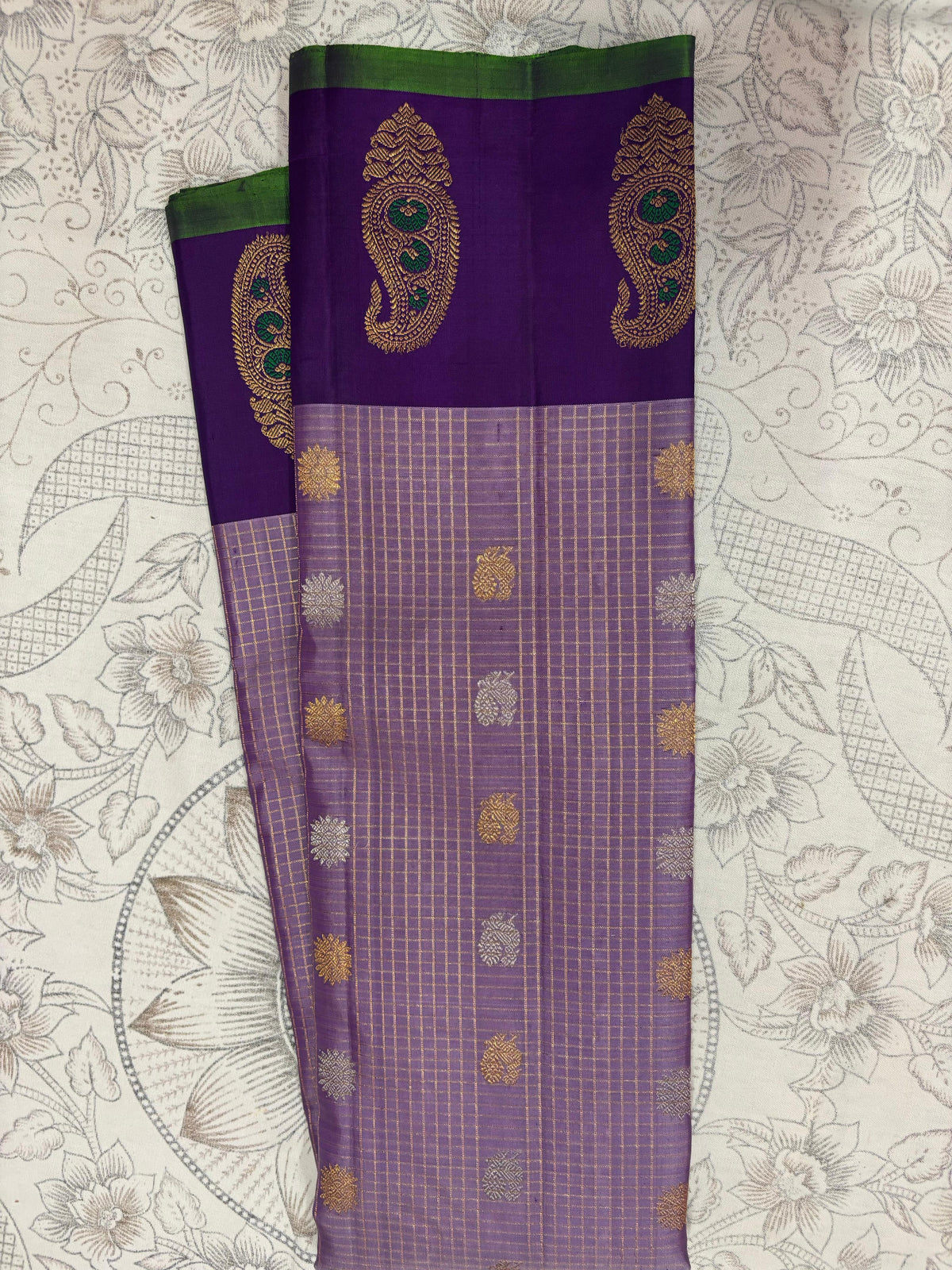 PURPLE & GOLD COLOUR DESIGNS GADWAL SILK SAREE